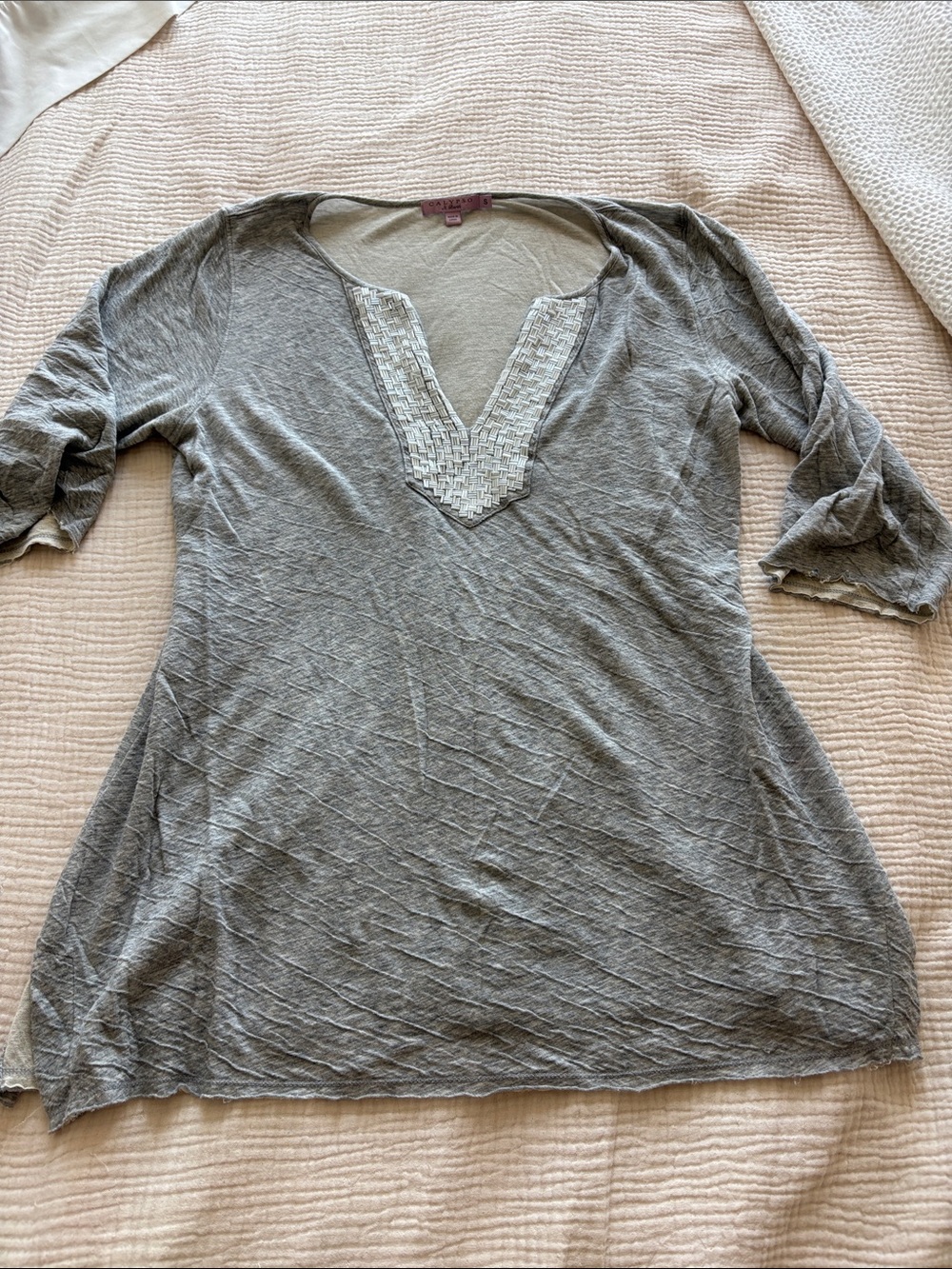 Calypso St. Barth Gray Embellished V-Neck Tunic